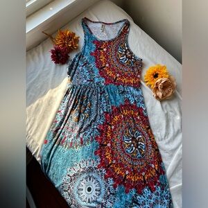 Colorful Mandala Print Sleeveless Dress